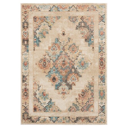 Manmade Marrakesh Dame Cream Rectangle Area Rug MA3642525